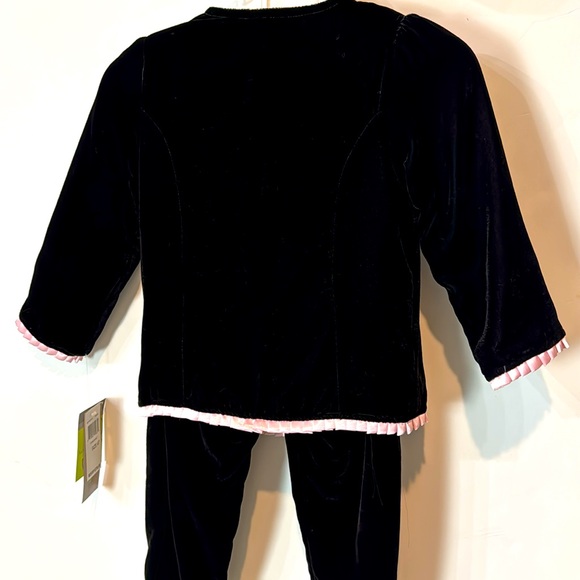 3 Pc Black Velvet W/ Pink Trim Holiday Outfit Kenneth Cole Reaction New $78 Tags - Picture 5 of 9
